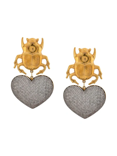 Begüm Khan Beetle My Love Gold-plated Crystal Clip Earrings