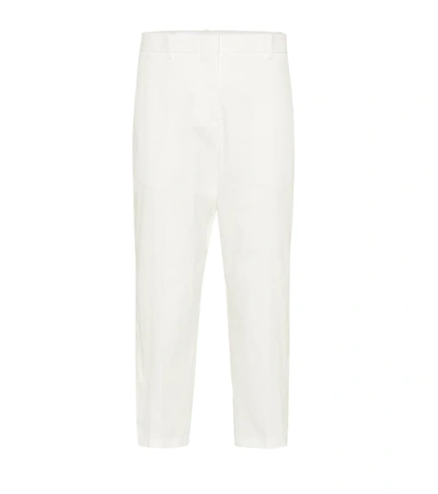 Jil Sander Cropped Cotton-blend Twill Tapered Pants In White