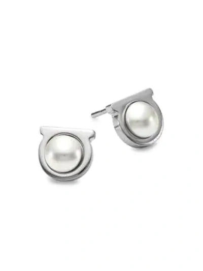 Ferragamo Women's Stud Earrings In Silvertone