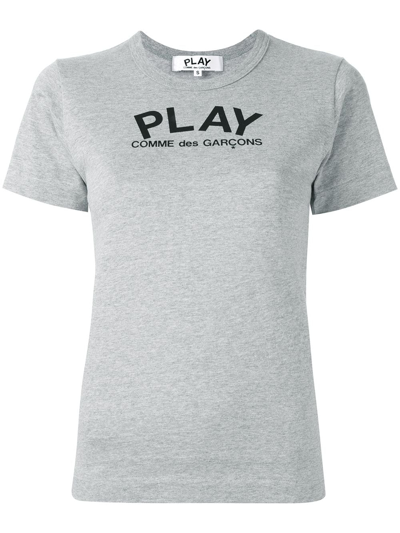 Comme Des Garçons Play Logo Print Relaxed Fit T-shirt In Grey