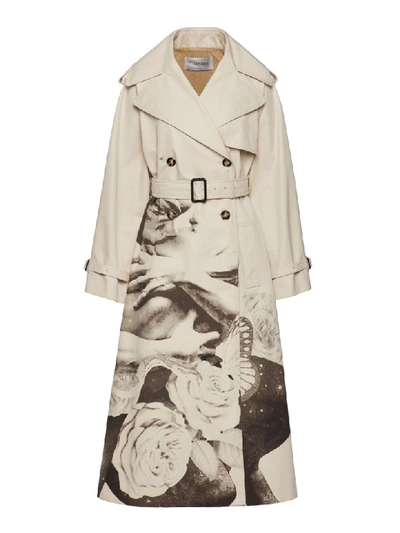 Valentino Lovers Print Trench With Belt In Bg Beige