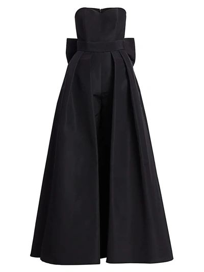 Alexia Maria Silk Faille Bow-back Jumpsuit With Convertible Skirt In Black