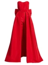 Alexia Maria Silk Faille Bow-back Jumpsuit With Convertible Skirt In Red