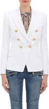 Balmain Double-breasted Woven Blazer In Blanc