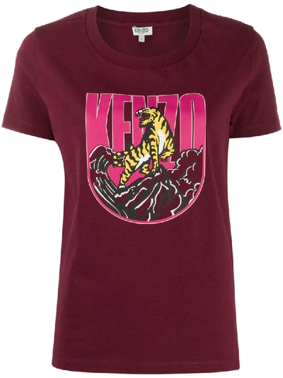 Kenzo Tiger Logo Print T-shirt In Red