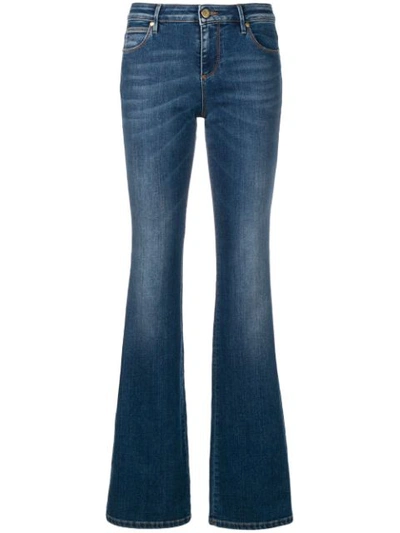 Roberto Cavalli Flared Vintage Wash Jeans In Blue