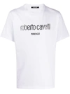 Roberto Cavalli Irregular Logo Print T-shirt In White