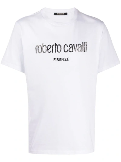 Roberto Cavalli Irregular Logo Print T-shirt In White