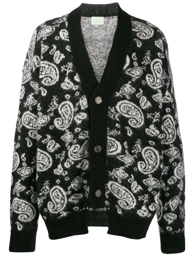 Aries Paisley Intarsia Cardigan In Black