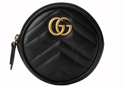 Pre-owned Gucci  Gg Marmont Coin Purse Matelasse Black