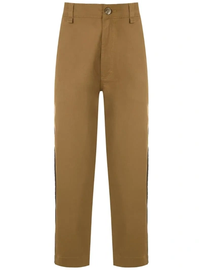 À La Garçonne Side Stripes Chino Trousers In Brown