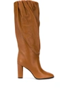Givenchy Ruched Hem High Boots In Brown