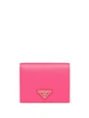 Prada Logo Plaque Wallet In Pink