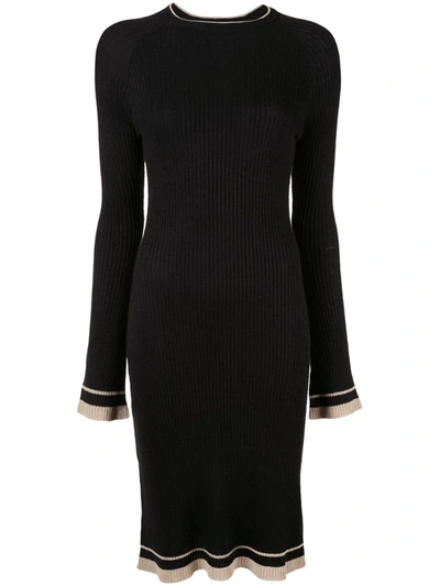 Venroy Knitted Midi Dress In Black