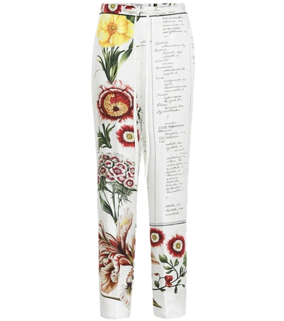 Oscar De La Renta Floral Calligraphy-print Trousers In White