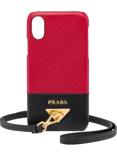 Prada Wrist-strap Iphone X/xs Case In Red