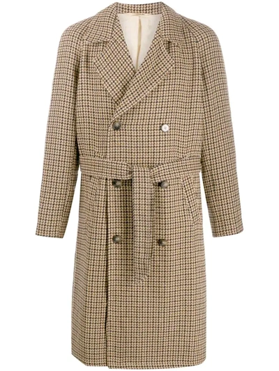 Nanushka Ronan Houndstooth Coat In Brown