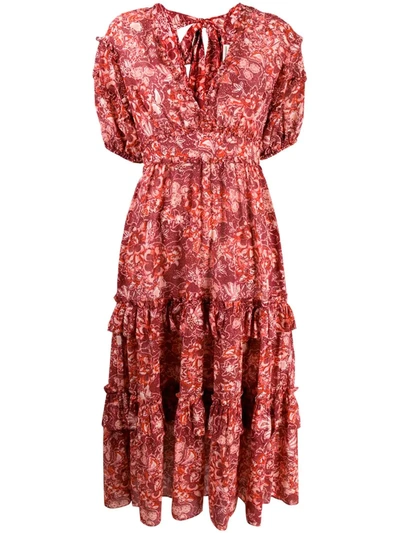 Ulla Johnson Floral Print Flared Dress In Pink
