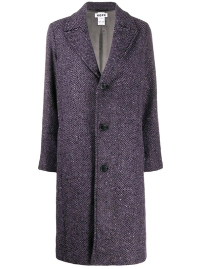 Hope Single-breasted Chevron Coat In Purple