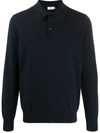 Filippa K Fine Knit Longsleeved Polo Shirt In Blue