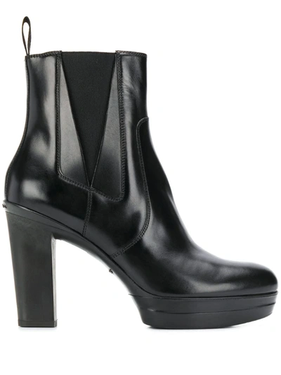 Santoni High Heel Platform Boots In Black