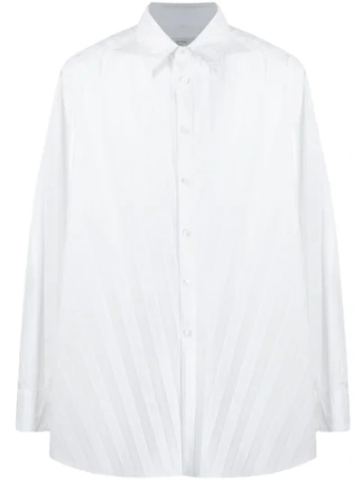 Valentino Long-sleeve Pleated Shirt In White