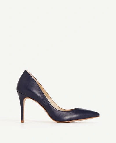 Ann Taylor Mila Leather Pumps In Navy Blue