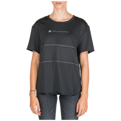 Adidas By Stella Mccartney Mesh-paneled Printed Jersey T-shirt In Black
