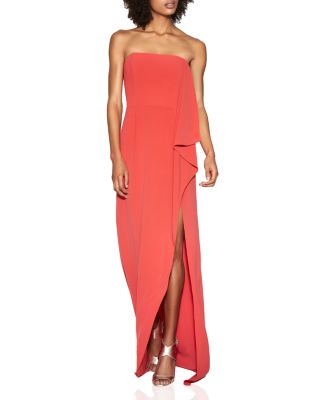 halston heritage strapless crepe gown