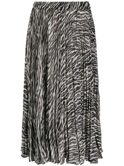 Michael Michael Kors Pleated Zebra-print Georgette Midi Skirt In Black,white