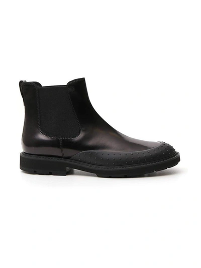 Tod's Gommini Toe Leather Chelsea Boots In Black