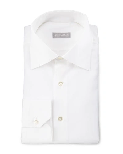 Stefano Ricci Basic Barrel-cuff Dress Shirt, White