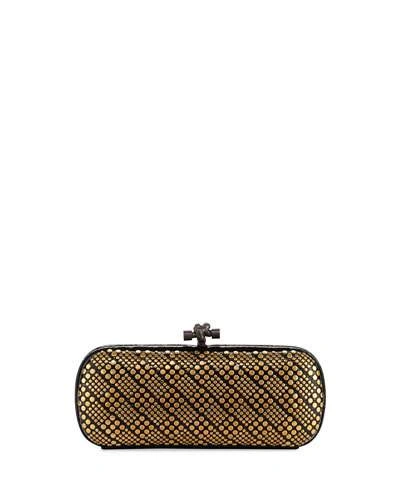 Bottega Veneta Knot Studded Snakeskin Clutch Bag In Gold