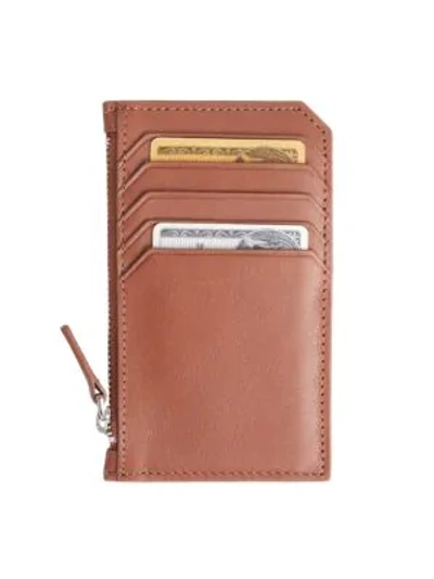 Royce New York Zip Leather Card Wallet In Tan