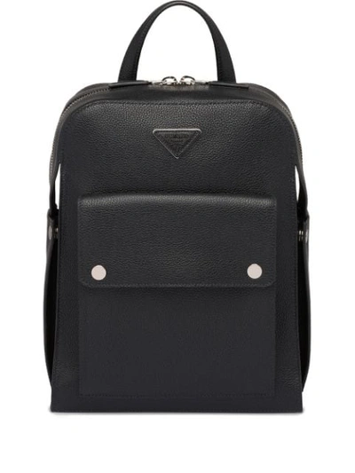 Prada 'toro' Leather Backpack In Black