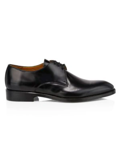 Paul Stuart Hancock Plain Toe Leather Blucher Derby Shoes In Black