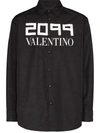 Valentino 2099 Logo Print Shirt Jacket In Nero