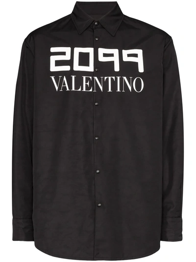 Valentino 2099 Logo Print Shirt Jacket In Black