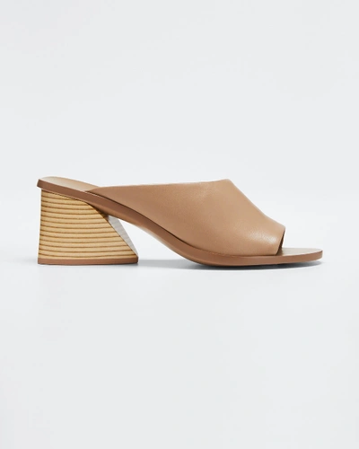 Mercedes Castillo Izar Leather Low-heel Architectural Slide Sandals