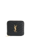 Saint Laurent Monogramme Compact Quilted Zip Around Wallet In Nero