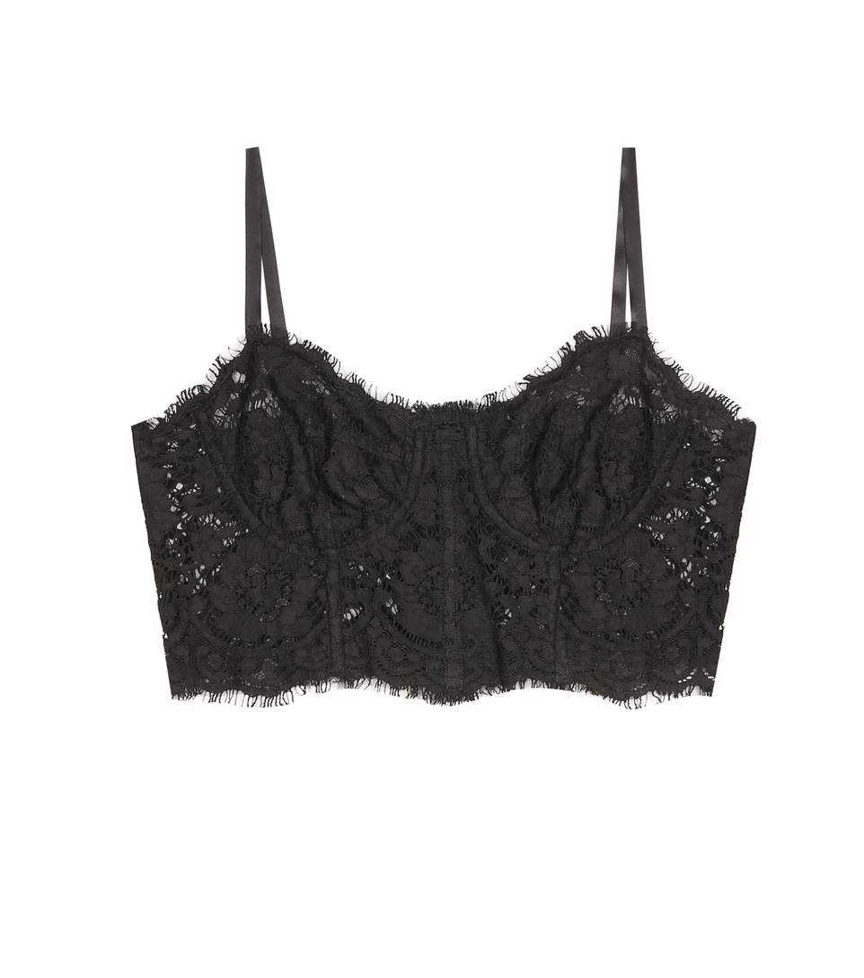 Dolce & Gabbana Guipure Cropped Top In Llack | ModeSens