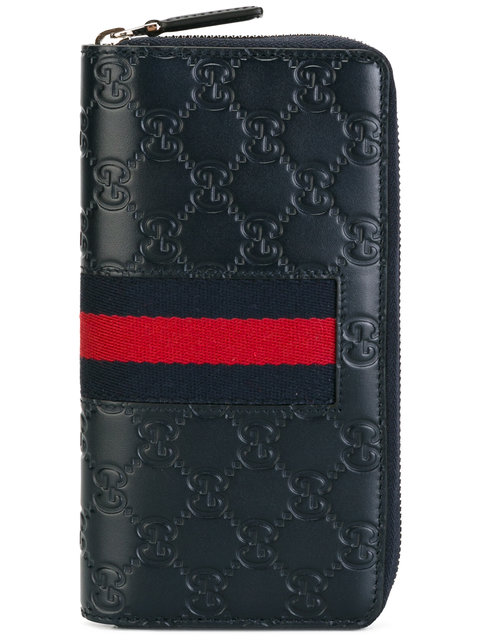 gucci signature web zip around wallet