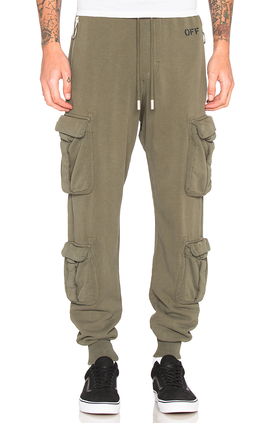 Off-white Washed Cargo Pant In Green & White | ModeSens