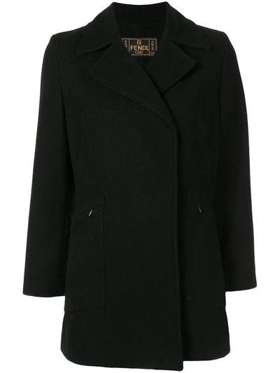Pre-owned Fendi 1990s Slim-fit Coat In Black