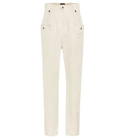 Isabel Marant Yerris Pleated High-rise Tapered Cotton Trousers In Neutrals