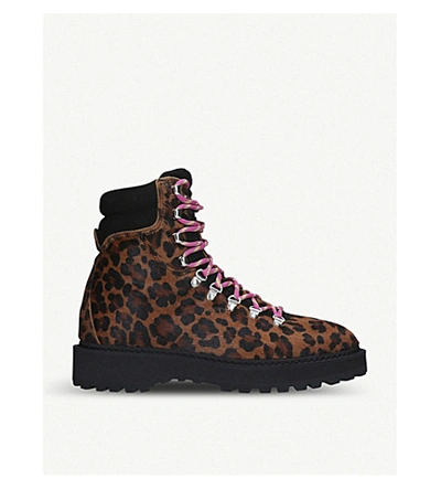 Diemme Monfumo Leopard-print Calf-hair Ankle Boots In Beige Comb