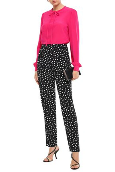 Dolce & Gabbana Tie-neck Silk Crepe De Chine Blouse In Bright Pink