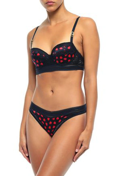 Stella Mccartney Tara Tickling Lace And Printed Satin Balconette Bra In Black