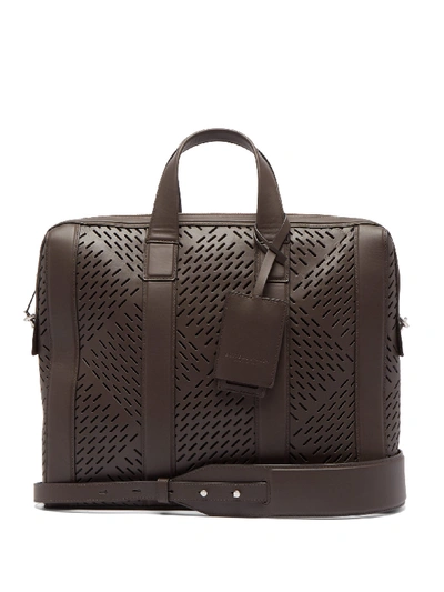 Bottega Veneta Perforated Calfskin Leather Briefcase In Fondente