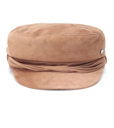 Maison Michel New Abby Leather Hat In Brown